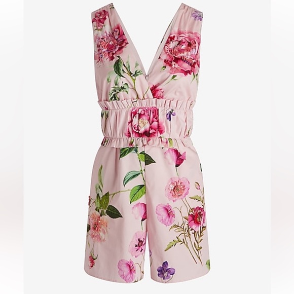 EUC Express Embellished Floral Romper - Picture 3 of 8